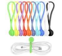 Ptwola 10 Pack Magnetic Cable Ties Reusable Cord Organizer Silicone Multicolor Small Electrical Cord Holder Management Twist Ties Keeper Wrap Clips for Charging Cable Fridge Magnets Hanging Stuff