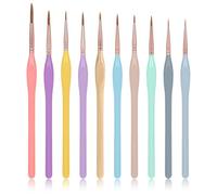 Ptwola 10 Pcs Micro Fine Detail Paint Brush Mini Small Painting Brushes Tiny Aesthetic Pastel Brushes Set Kit for Miniature Model Art Crafts Watercolor Acrylics Oil Face Figurine Wood Rock