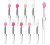 Ptwola 10 Pcs Silicone Lip Brushes Reusable Lip Balm Applicator with Cap Covers Lipstick Mask Brushes Tool Kits for Cream Makeup Beauty Products Eyeshadow Applying Mask Oil Lip Gloss Balm