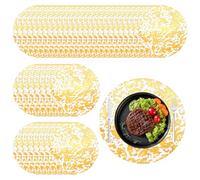 Ptwola 100 PCS Disposable Gold Round Placemats 13" Charger Metallic Foil Mesh Table Place Mats Pressed String Thin Decorative Doilies for Dining Wedding Holiday Birthday Party Christmas Decoration