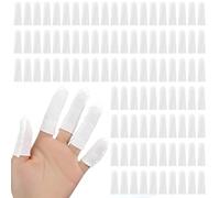 Ptwola 100 Pcs Finger Sleeves Finger Cot Cloth Finger Toe Sleeves Fingertips Protective Cover Comfortable and Breathable Absorb Sweat Thumb Protector (White)