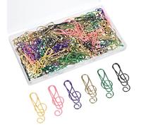 Ptwola 100 Pcs Music Paper Clips Cute Metal Musical Notes Shaped Paperclips 6 Colors Funny Treble Clef Bookmark Clips for Desk Notebook Paperwork Office School Teacher Personal Use Accessories