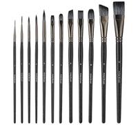 Ptwola 12 Pcs Acrylic Artist Brush Set Art Paint Brush Professional Body Makeup Kit for Oil Watercolor Gouache Face Rock Canvas Painting Halloween Cosplay Party Kids Adult Drawing Crafts Supplies