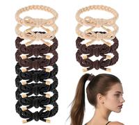 Ptwola 12 Pcs Elastic Braided Hair Ties Women Girls Hair Bands No Damage Ponytail Holders Bow Tie Bracelets Cute Scrunchies Accessories for Thick Thin Types Styles Black Brown Beige