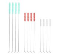 Ptwola 12 Pcs Long Bendable Straw Cleaner Brush Reusable Colored Metal Straw Cleaning Brush for Cleaning Tumbler Sippy Cup Water Bottle Glass Tubes Drinking Pipes Silicone Plastic Bamboo