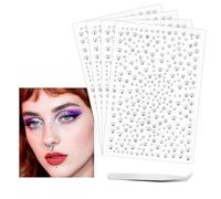 Ptwola 1280 Pcs Fake Nose Eyebrow Piercings Stud Labret Face Gems Lip Stud Stickers Non Piercing Stick on Silver Belly Button Sticker Adhesive Punk Y2K Makeup Jewelry Accessories for Women Men