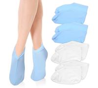Ptwola 2 Paar Moisturizing Socks for Dry Feet Cotton Soft Spa Socks for Women Foot Care Hydration and Therapy Self Care(Blue+White)