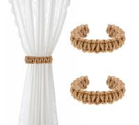 Ptwola 2 Pack Braided Curtain Tiebacks Boho Rope Curtains Holdbacks Elegant Window Curtain Holder Rustic Drapes Hook Accessories No Drill for Home Outdoor Bedroom Office Drapes Decorative