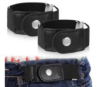 Ptwola 2 Pcs Elastic Belt Invisible Adjustable Stretch Side Belts Fit 1.5 Inch Belt No Buckle Loop Comfortable Soft Waist Tightener Keeper for Women Men Jeans Pants