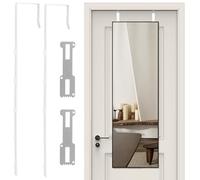 Ptwola 2 PCS Over The Door Mirror Hanger Adjustable Door Mirror Hanger Set Five Hole Doors Brackets Perfect Height White Mirrors Doors Hangers with 2 Iron Filings