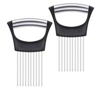 Ptwola 2 Pcs Stainless Steel Onion Holder Kitchen Hand Onion Slicer Meat Kitchen Cutting Assistant Tool Accessories for Slicing Fruits Vegetables Lemon Potato Tomato Cucumber Kitchen Gadget