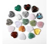 Ptwola 20 PCS Crystals Heart Stones Amethyst Crystal Hearts Set Palm Thumb Pocket Stone Polished Love Worry Stones Rose Quartz Meditation Trinket 0.8" Crystal Gifts for Women Girl Valentine's Day