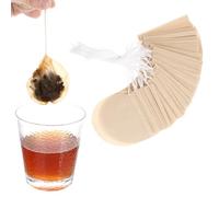 Ptwola 200 Pcs Loose Leaf Tea Filter Bags Empty Tea Bags Round Natural Disposable Unbleached Paper Infuser Sachets with Drawstring for Coffee Bath Spice Brewing Soup Brew Bag