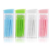 Ptwola 200Pcs Double Head Plastic Dental Floss Interdental Brush 2-in-1 Disposable Toothpicks Braces Cleaner Dental Oral Care Travel Teeth Stick (50pcs/Box)
