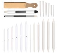 Ptwola 21Pcs Blending Stumps for Drawing Reusable Paper Art Blenders Blending Sticks Beginner Blendings Tools Paper Stumps Sandpaper Pencil Sharpener for Artist Shading Completed Sketch Drawing Tool