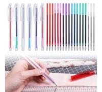Ptwola 24 Pcs Assorted Colors Fabric Markers Pens with 6 Pens and 18 Refills Disappearing Ink No Ghost Lines Precise Marking Pen for Sewing Quilting Embroidery Dressmaking Tailors