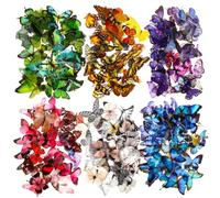 Ptwola 240PCS Butterfly Stickers Set Pre-Cut Butterflies Resin Decals Transparent Colorful Waterproof Self-Adhesive Decorative Nature Scrapbook Supplies for DIY Crafts Journal Planners Laptop Handbook