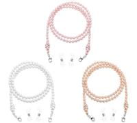 Ptwola 3 Pcs Beaded Eyeglass Chain Pearl Eye Glasses Strap Holders Around Neck Eyeglass Hanger String Keeper Lanyard Cord for Women Sunglass Reading Glasses Face Masks Eyewear Retainer