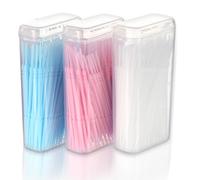 Ptwola 300pcs Double Head Dental Floss Interdental Brush 2-in-1, Disposable Plastic Multicolor Dental Pick Braces Cleaner Brush Oral Care Toothpicks (3 Pack, 100pcs/Box) (300)