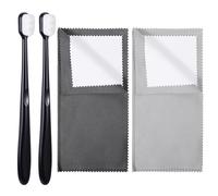 Ptwola 4 Pack Jewelry Cleaning Cloth Silver Polishing Cloth with 2pcs Soft Cleaner Brushes kit Double Layer Polish Cloth for Gold Cleaning Diamonds Gemstones Watch Ring Jewelry Coins