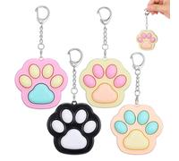 Ptwola 4 Pcs Cat Paw Fidget Toys Clicker Fidget Keychain Cat Paw Decompression Toys Button Mini Sensory Toy for Adults Men Women Pass The Time Office Travel