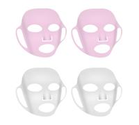 Ptwola 4 Sheets Silicone Face Mask Cover Reusable Moisturizing 3D Facial Anti-Wrinkle Mask Holder Prevent Evaporation Falling Skincare Beauty Face Care Wrap Tool with Ear-Hook Loops for Women Spa