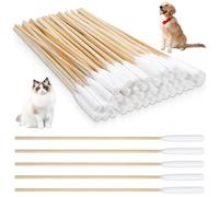 Ptwola 500PCS Large Cotton Swabs for Dogs Ears, 6 Inch Long Lint-Free Dog Ear Cleaning Q Tips Bamboo Handle Soft Gentle Swab for Medium Large Pet Care Wax Removal Wound Treatment Makeup
