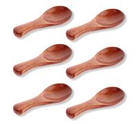 Ptwola 6 Pack Wooden Spoons for Cooking 3.3 inch Small Bamboo Teaspoons Honey Table Spoon Stirring Cooking Utensils for Kitchen Mustar Soup Salt Coffee Tea Sugar Jam Jars Spice Condiment