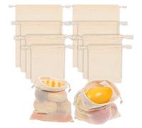 Ptwola 8 Pack Reusable Produce Bags Mesh Grocery Bags Cotton Vegetable Storage Bag 4 Sizes Durable Net Bag with Drawstring for Fruit Veggies Storage Potato Shopping Refrigerator Transporting Storing