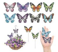 Ptwola 8 Pcs Diamond Butterflies Art Kit Garden Butterflies Stakes Decoration Accessories Personalised DIY Craft Diamond Kits Tool for Adult Kids Home Yard Wall Potted Plugin Flower Arrangement