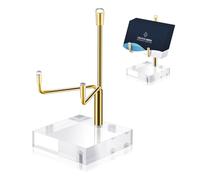 Ptwola Acrylic Easel Display Stand with Adjustable Gold Metal Arms Acrylic Clear Base Stands Holder Case Small Easel Holder Crystal Display Stand for Coral Geodes Rock Mineral Agate Crystals Seashell