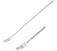 Ptwola Extendable Fork Stainless Steel Telescopic Extension Dinner Fork Retractable Sturdy BBQ Fruit Dessert Long Handle Fork 25.5 Inch Kitchen Forks for Eating Pickle Fondue Cooking Outdoor