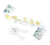 Ptwola Mom to Be Sash Dad to Be Badge Pin Baby Shower Decorations Sash Corsage Cloth Greenery Belly Band Maternity Mommy Belt Gift for Gender Reveal Supplies Party Keepsake Decor Outfit Photo Props
