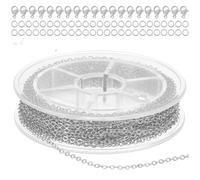 Ptwola Silver Thin Chain Stainless Steel Necklace Chains for Jewelry Making Flat Cable Link Chain with Jump Rings Lobster Clasps Connectors for DIY Craft Necklace Bracelet Jewelry Making