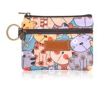 Ptwola Small Coin Bag Blocking Zipper Keyring Coin Purse Cute Waterproof Coin Pouch Wallet Mini Cash Change ID Card Storage Bag Holder for Women Men Girls Cards Keys Lipsticks