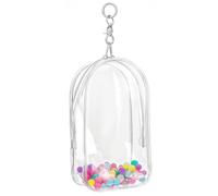 Ptwola Small Doll Display Keychain Bag Clear Figure Storage Hanging Blind Box Key Chain Carrying Case Organizer Zipper Closure for Collectors Showing Off Collectibles Building Block