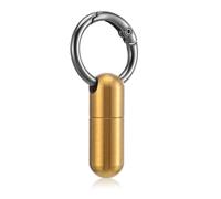 Ptwola Small Pill Case Keychain Tiny Portable Carabiner Clip Pill Holder Bottle Micro Waterproof Metal Pill Container Emergency Medicine Organizer for Outdoor Camping Travel Purse Pocket (Gold)