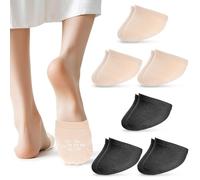 Ptwola Women No Show Toe Topper Socks Liner Half Socks Invisible Seamless Grip Non Slip Grip Sock Low Cut Hidden Tipi Toe Covers Sox for Flats Slingback Heels Mules Slides Sandal