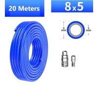 PU Air Compressor Hose 5x8mm Pneumatic Straight Pipe with C-Type Quick Coupling Connector, 10/15/20/30M Blue High-Pressure Air Hose for Workshop Use 20M