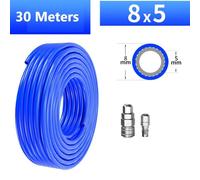 PU Air Compressor Hose 5x8mm Pneumatic Straight Pipe with C-Type Quick Coupling Connector, 10/15/20/30M Blue High-Pressure Air Hose for Workshop Use 30M