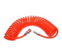 PU Air Compressor Spring Hose 10x6.5mm with Connectors, Orange | Telescopic Coiled Tubing, Tangle-Free Recoil, Lightweight Handling, Space-Saving Storage for Airbrushes, Pneumatic Tools