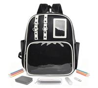 PU Bag, Aesthetic Storage Pouch and Pin Notice Board with Multi-Compartment Design, Durable Storage Bag for Travel Luggage Comic Con Work Fitness Sport, Black, Se référer au descriptif, Refer to