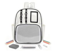 PU Bag - Clear Badge Display Organizer with Adjustable Strap, Lightweight with Pin Holder, Durable PVC Shoulder Style Ita Bag | Work Travel Hiking, White on Black, Consulte la descripción, See