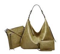 Pu Bag Handbag Set For Women Set- 3Pcs Large Totes Hobo Shoulder Bag Ladies Slouch Bags Womens Vintage Crossbody Bag Makeup Bags For Shopping Work Uni Daily Use