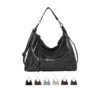 PU Bags For Women Vintage Handbag Y2k Rivets Shoulder With Detachable Strap | Leather Tote Bags For Women Vintage Zippered Large Handbag Shoulder Shopper For Work Commute