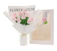 PU-Based Tulip Bouquet Designed with Korean Sensibility for Modern Holiday Spaces, Lightweight and Ready-to-Display Floral Statement Piece (Pink)