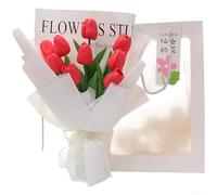 PU-Based Tulip Bouquet Designed with Korean Sensibility for Modern Holiday Spaces, Lightweight and Ready-to-Display Floral Statement Piece (Bright Red)