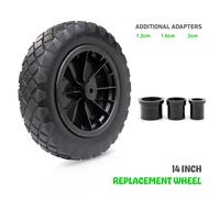 PU Black 14" REPLACEMENT PUNCTURE PROOF WHEELBARROW WHEEL 3.50-4.00/8 UK