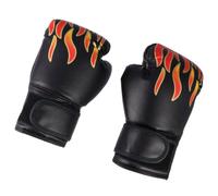 PU Boxing Training Gloves with Flame Pattern for Youth Beginners | Ventilated Wear Resistant Pair, Home Training Use, Includes One Pair Punch Mitts for Cardio Drills Random Color