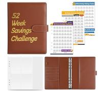 PU Budget Binder with Cash Envelopes and Stickers, 52 Weeks Money Saving Notebook Budget Binder Planner for Budgeting Personal Finance Planner